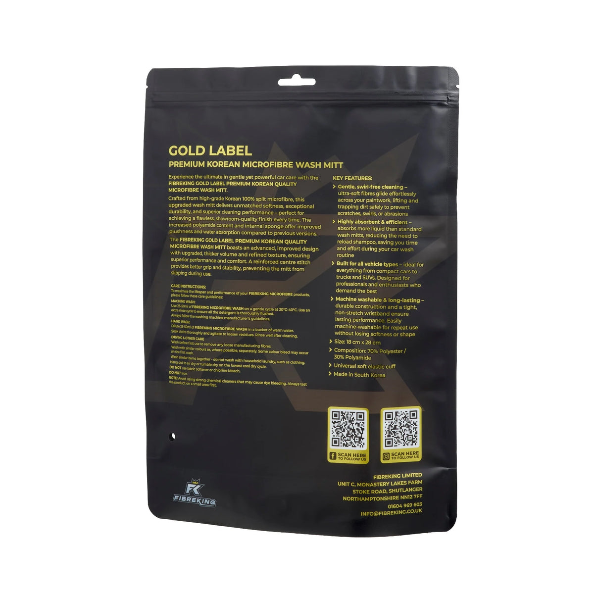 FibreKing GOLD LABEL KOREAN MICROFIBRE PREMIUM WASH MITT